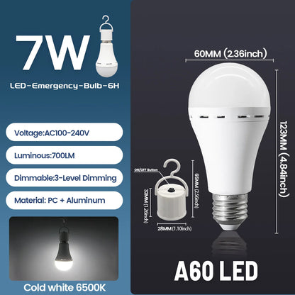 1-10 pezzi lampadina a LED ricaricabile AC100-240V E27 7W 9W 12W lampadina di emergenza per energia domestica campeggio esterno portico lampade da giardino