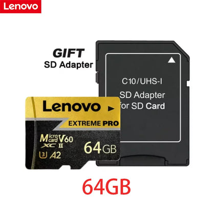 Scheda Micro SD Lenovo 1TB, Scheda di Memoria TF 256GB 512GB Classe 10 U3 A2 ad Alta Velocità per Registrazione Video 4K per Dash Cam, Fotocamera, Drone, Telefono