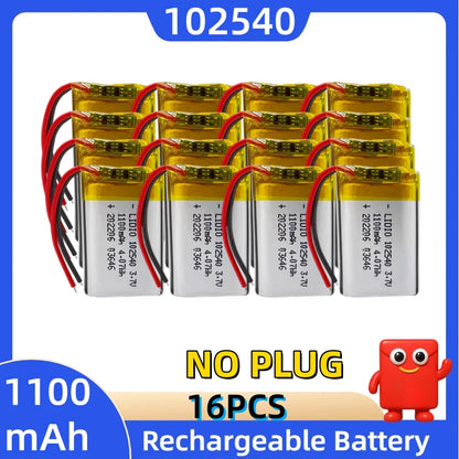 Batteria al litio 3,7 V 102540, 1100 mAh, batterie polimeriche + scheda di protezione PCB per localizzatore GPS, dispositivi MP3/MP4, batteria ricaricabile.