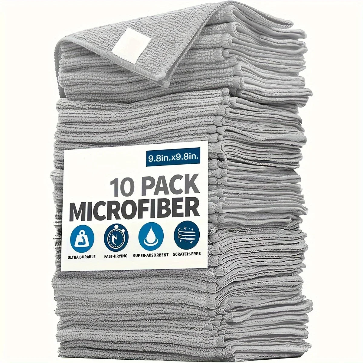 Asciugamano da cucina 5/10/20 pezzi, set di panni per pulizia grigio chiaro in fibra ultrafine, panno assorbente, morbido e smacchiato