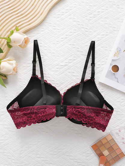 Capodanno Natale Biancheria intima da donna sexy in pizzo rosso di alta qualità Una lingerie push up Reggiseno a sette codici A3216