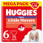 Huggies Little Movers, Pannolini Mutandina Taglia 6 (15-25 Kg) Pacco Mega, 75 Pz