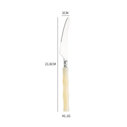 Nuovi posate in resina stile bambù 18/10 in acciaio inossidabile 304 posate classiche set di stoviglie argento blu verde crema trasporto di goccia