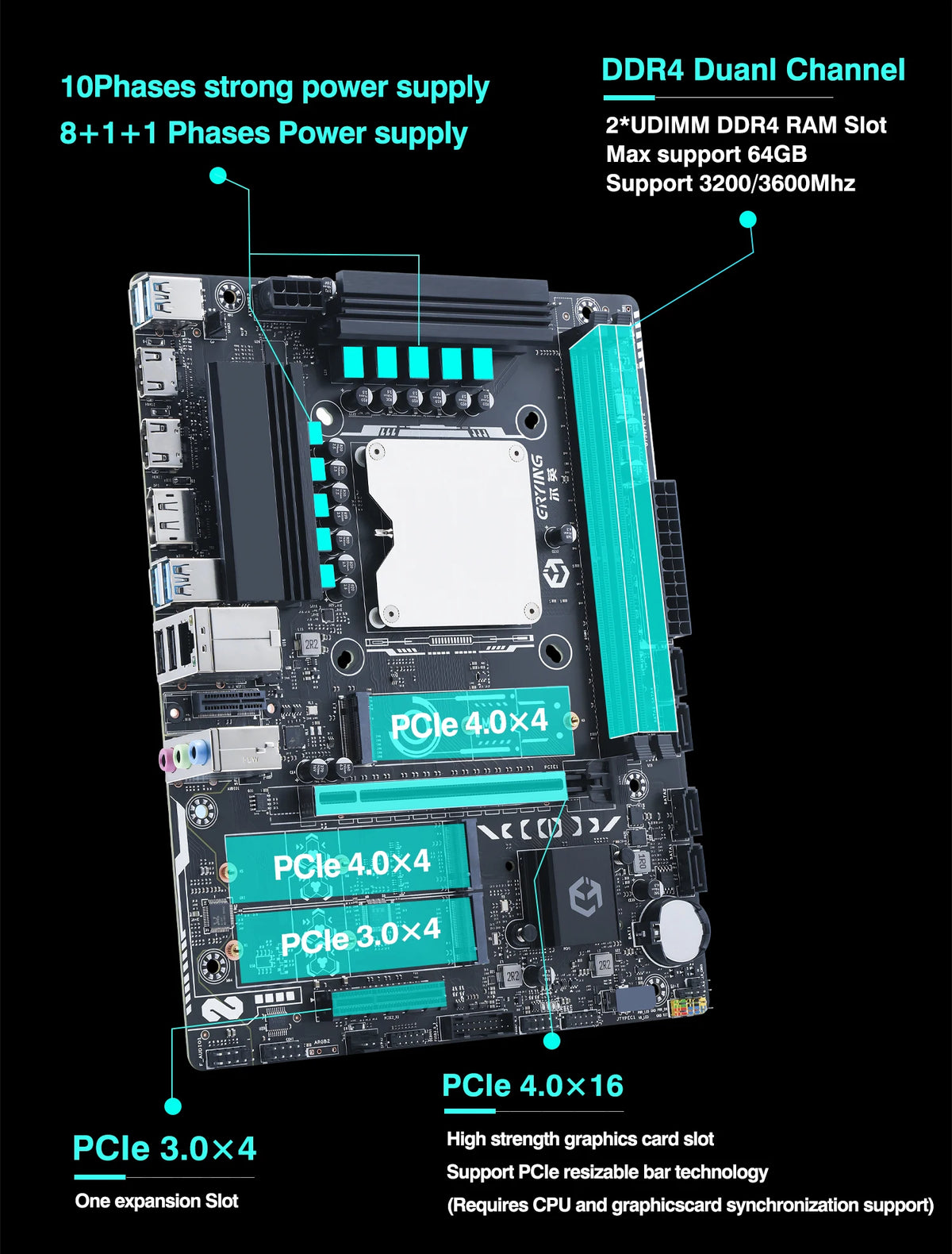 Combo Scheda Madre e CPU per PC Gaming Fai-da-Te ERYING, Intel Core i7/i9 12950HX/12850HX/12800HX, RAM DDR4, PCIe 4.0x16, LGA1151