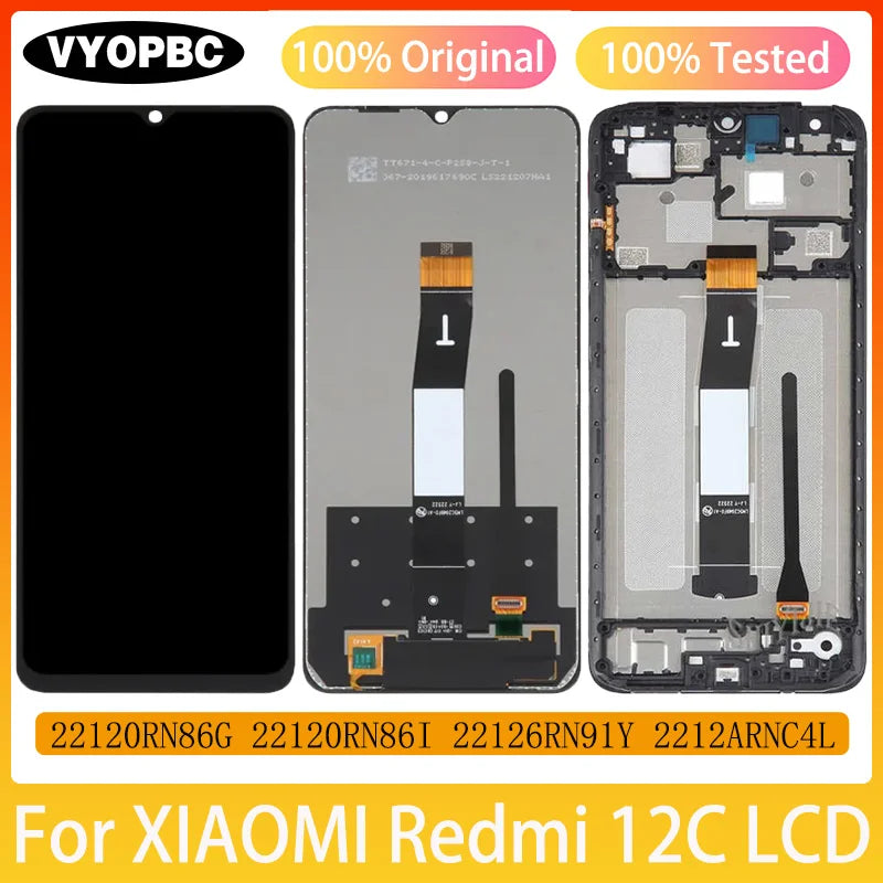 Display LCD originale per XIAOMI Redmi 12C Touch Screen con pannello telaio Digitizer 22120RN86G 22120RN86I 22126RN91Y 2212ARNC4L