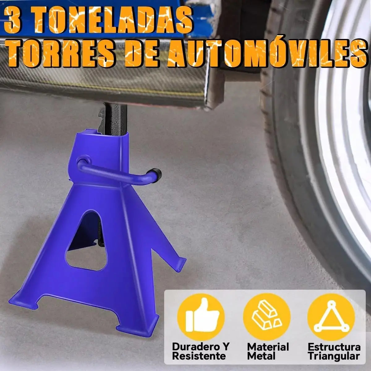 Supporti per Assali in Acciaio Robusto per Auto e Furgoni, Altezza 29-43cm, Set da 2 Pezzi, Capacità 3 Tonnellate