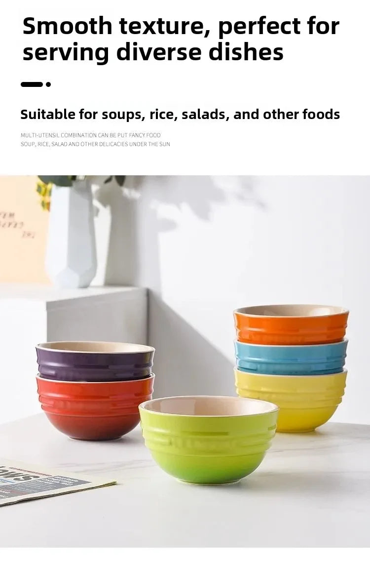 Set di ciotole per dessert colorate Le Creuset, stoviglie in ceramica, ciotola per riso, ciotola per zuppa, set regalo in confezione regalo, forma rotonda di lusso, per uso adulto