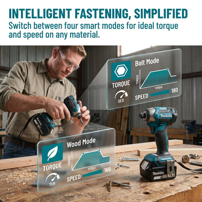 2026 Makita DTD173 Avvitatore a Impulsi Senza Fili 18V con Motore Brushless, Trapano Elettrico per Legno/Bulloni/Modalità T, Utensile Elettrico Ricaricabile