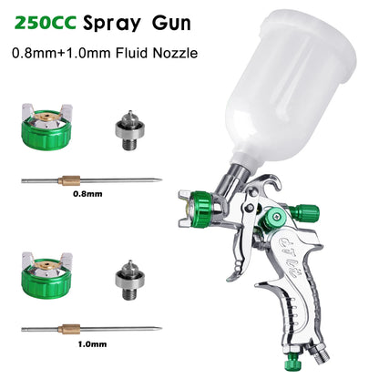 WENXING Pistola a spruzzo professionale HVLP 1.4 / 1.7 / 2.0mm Aerografo a gravità con ugello per verniciatura auto