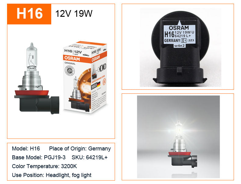 OSRAM 10 pz H4 H7 H11 HB3 HB4 Lampada Originale 3200 K Luce Frontale H8 H9 H16 9005 9006 Lampade Auto Lampadine Alogene Made in Germany USA