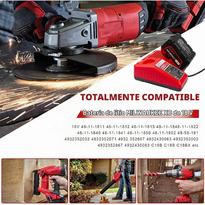 Caricabatterie multi-tensione Milwaukee M12-18FC, compatibile con M12 M18 48-11-1880, 48-11-2460, 48-59-1803, batteria Milwaukee a ricarica rapida