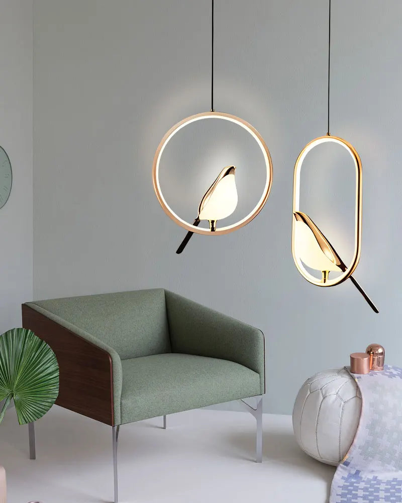 Lampadari a sospensione a LED per uccelli gazza girevoli per interni per lampade a sospensione a soffitto a linea regolabile da comodino per cucina e pranzo