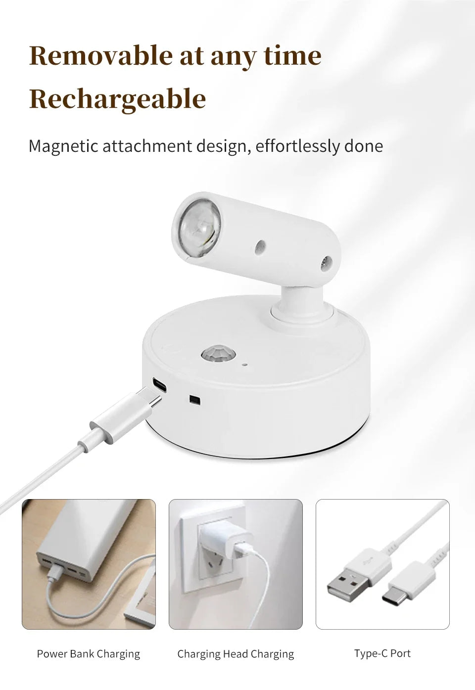 Lampada da Parete LED con Sensore di Movimento, Interruttore Touch, Luce Notturna, Faretto Magnetico Wireless Dimmerabile per Camera da Letto, Armadio, Scale, Decorazione