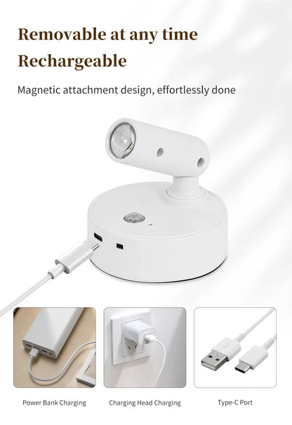 Lampada da Parete LED con Sensore di Movimento, Interruttore Touch, Luce Notturna, Faretto Magnetico Wireless Dimmerabile per Camera da Letto, Armadio, Scale, Decorazione