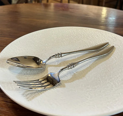 Set di posate per bistecche in acciaio inossidabile 304 di alta qualità, 6 pezzi, coltello, forchetta e cucchiaio creativi e rinforzati, stoviglie per hotel e ristoranti