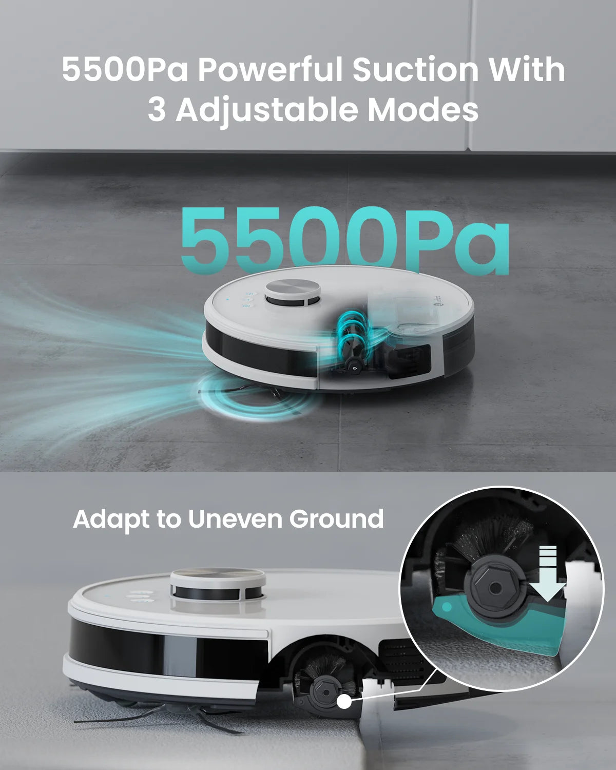 Robot Aspirapolvere Lefant M1 con Forte Aspirazione 5500Pa, Navigazione Lidar, Mappatura Intelligente, Aspirazione Laser e Funzione Lavaggio per Peli di Animali Domestici
