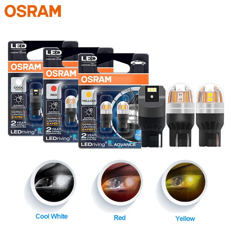 OSRAM Aggiornamento LED T20 W21W WY21W W21/5W Indicatore di direzione 7440 7443 LEDriving SL Advance LED Lampada di retromarcia per auto Lampadina di arresto freno 2X