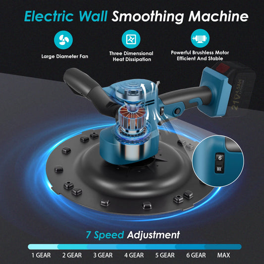 Lucidatrice e Miscelatrice per Calcestruzzo Senza Fili 2 in 1, 80-600 RPM, 6 Velocità, Spatola Elettrica per Intonaco, Compatibile con Batteria Makita 18V per Lucidatura Pareti, Finitura Stucco, Miscelazione Malta