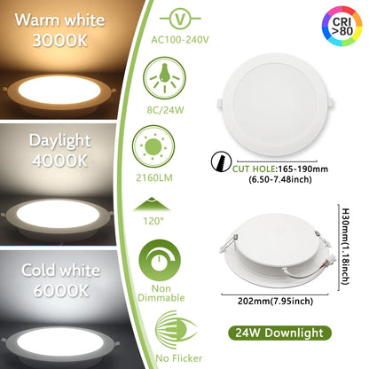 Faretto da incasso a LED da 2 pezzi AC120V 220V Faretto da incasso a soffitto rotondo 6000K Camera da letto interna per illuminazione domestica Lampada spot a LED