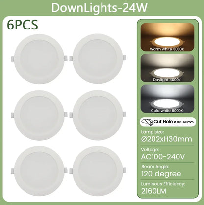 6Pack 24W 17W 14W 10W 6W Bianco Rotondo Da Incasso Led Da Incasso Luce di Pannello 110V 220V Caldo Freddo illuminazione Foyer Studio Casa Interno