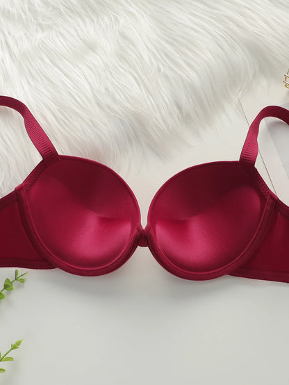 Cuscino per il petto ispessito, set di biancheria intima modellante e sollevante, set rosso sexy in 2 pezzi, preferito per appuntamenti e come regalo B2051
