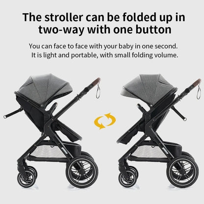 Nuovo passeggino di lusso 3 in 1 carrozzina da viaggio portatile pieghevole carrozzina alta paesaggio telaio in alluminio passeggino neonato
