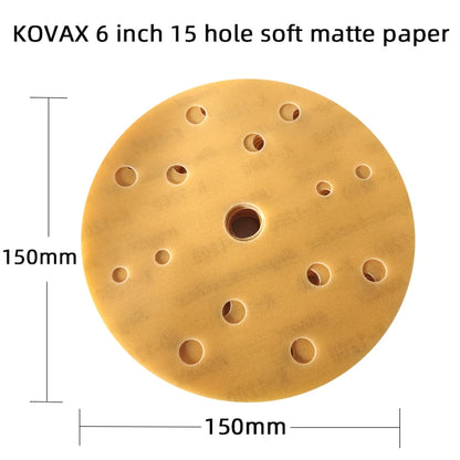 25 pezzi KOVAX carta morbida opaca da 6 pollici autoadesiva floccata carta vetrata rotonda 150mm vernice per auto superficie bellezza lucidatura