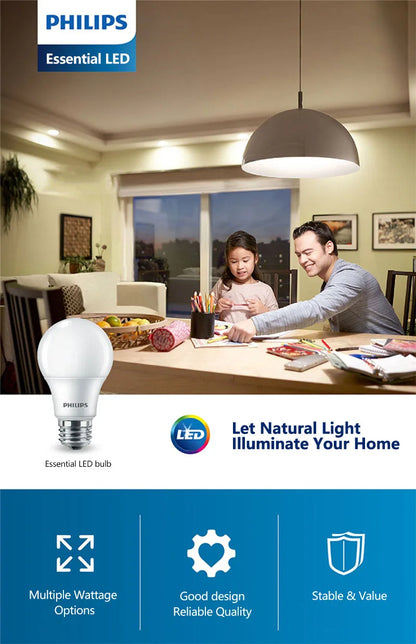 Philips LED E27 Lampadina Essenziale 5W 7W 9W 11W 13W 15W 19W Lampada 23W 3000K 6500k Bianco 220V-240V Luce LED originale per la casa Economia, 1x