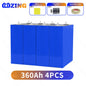 Magazzino UE 360Ah LiFePO4 Batteria 3.2V agli ioni di litio LFP Akku Cell FAI DA TE RV Barca Nave Carrelli da golf Energia solare Sistema di accumulo di energia domestica