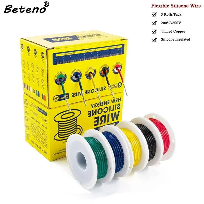 Cavo flessibile in silicone 30/28/26/24/22/20/18/16 AWG, cavo a trefoli, fili elettrici in rame stagnato