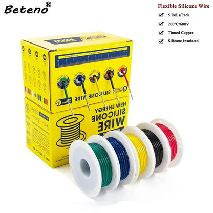 Cavo flessibile in silicone 30/28/26/24/22/20/18/16 AWG, cavo a trefoli, fili elettrici in rame stagnato