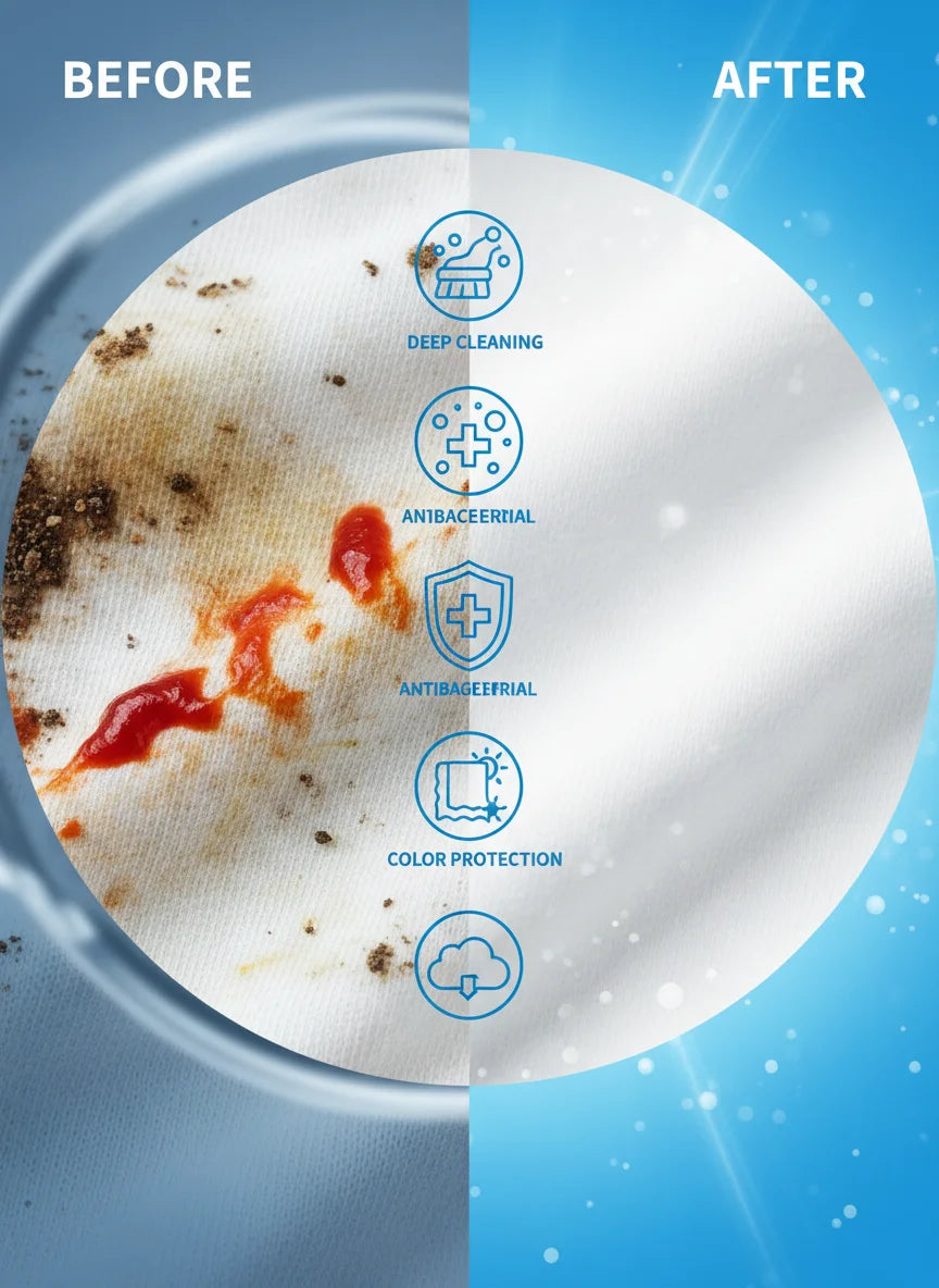 Capsule di detersivo profumato a 4 scomparti da 15g, confezione da 10/30, a rapido scioglimento, per tutti i tessuti e abbigliamento sportivo