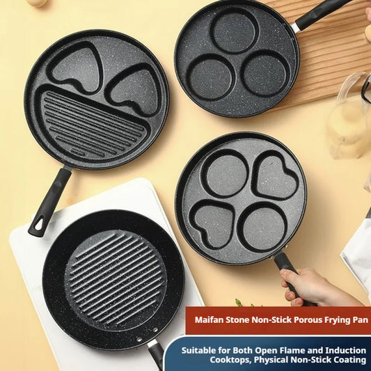 Padella antiaderente da 4 tazze, padella multiuso per la colazione, ideale per preparare uova, hamburger e pancake in cucina.