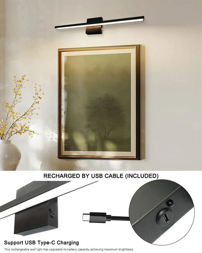 Lampada da parete ricaricabile con batteria da 6000 mAh, ideale per illuminare quadri, con interruttore dimmerabile e telecomando, lampade da parete senza fili.