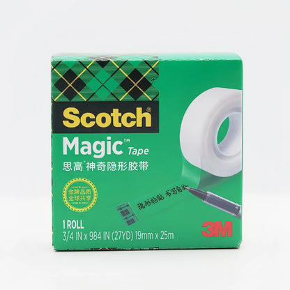 Nastro Adesivo Invisibile Originale 3M Scotch 810 con Dispenser e Rotolo di Ricambio 19mmx33m per Ufficio e Scuola