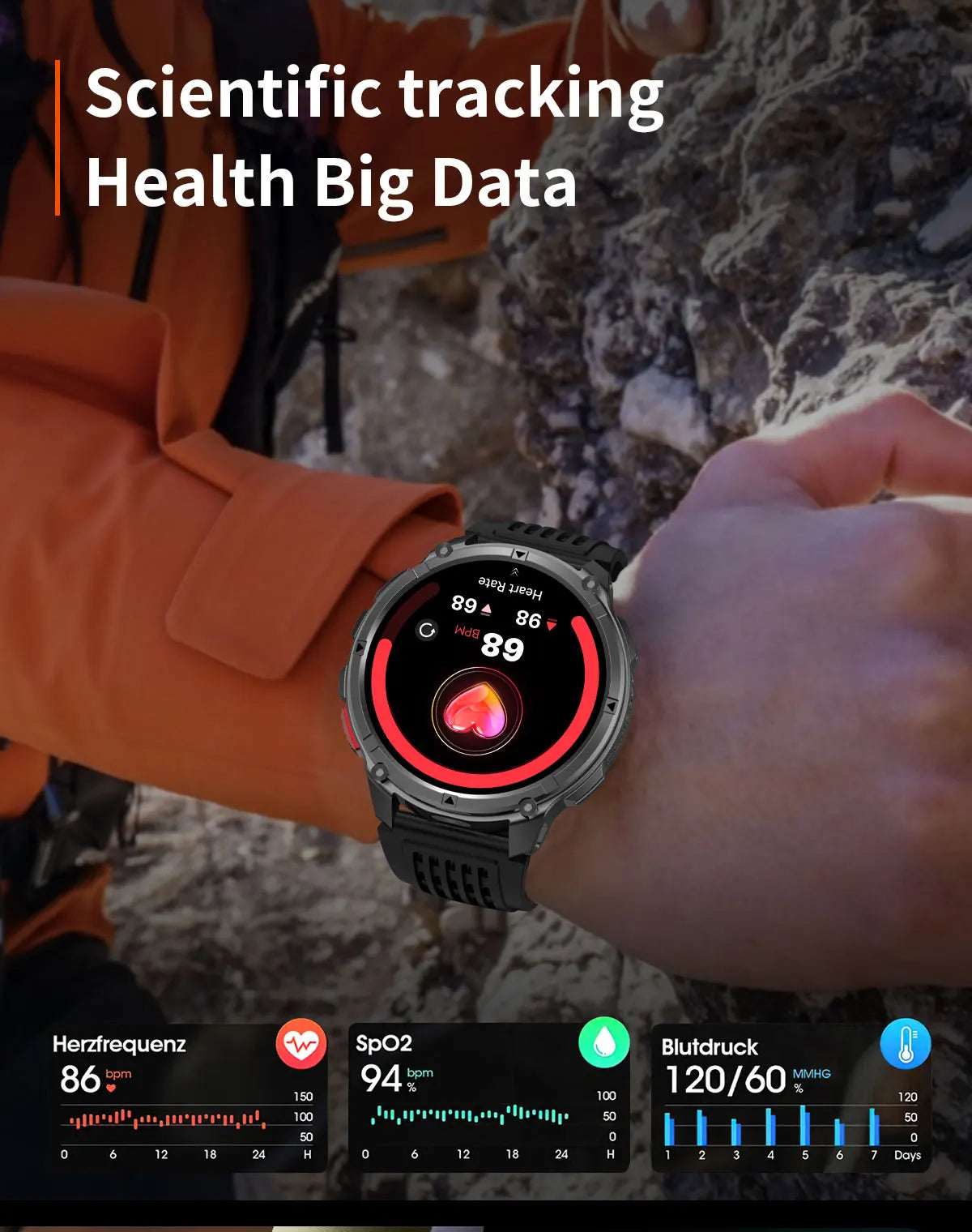 Nuovo Smartwatch T-REX3 Ultra con Batteria da 1100mAh, Impermeabile 10ATM, GPS, Bussola, Torcia, Display AMOLED HD da 1.7'', Chiamate, Orologio Sportivo Intelligente per Uomo