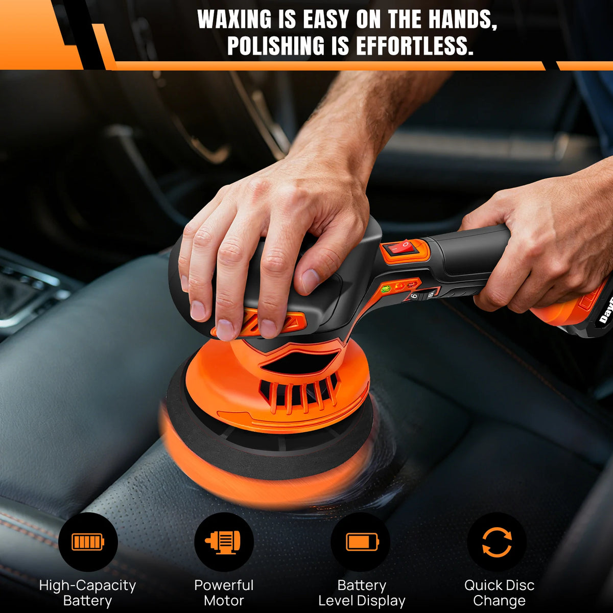 Lucidatrice per auto da 6 pollici con 2 batterie al litio da 21V 1500mAh e 27 accessori, lucidatrice per auto senza fili a 6 velocità variabili 2800-5500 giri/min per dettagli auto/lucidatura/impiallacciatura