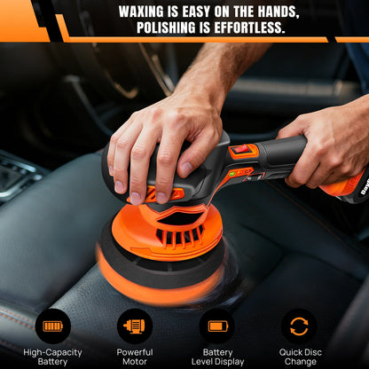 Lucidatrice per auto da 6 pollici con 2 batterie al litio da 21V 1500mAh e 27 accessori, lucidatrice per auto senza fili a 6 velocità variabili 2800-5500 giri/min per dettagli auto/lucidatura/impiallacciatura