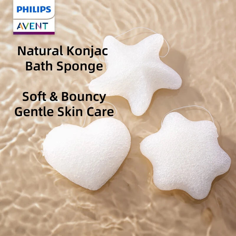 Philips AVENT Spugna da Bagno per Neonati in Konjac, Materiale Vegetale Naturale, Spugna Morbida per la Pulizia della Pelle Delicata dei Neonati