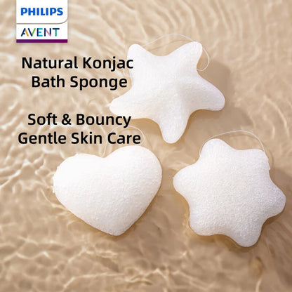 Philips AVENT Spugna da Bagno per Neonati in Konjac, Materiale Vegetale Naturale, Spugna Morbida per la Pulizia della Pelle Delicata dei Neonati