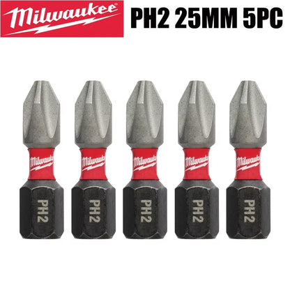 Punte per Trapano a Impatto Milwaukee Shockwave PH2, Serie di Punte per Avvitatore da 25mm/50mm/90mm