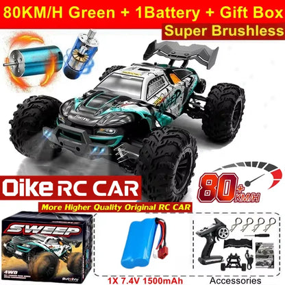 Auto radiocomandata Oike 4WD, fuoristrada 4x4, buggy ad alta velocità, camion super brushless, 50 o 80 km/h, auto da corsa con drift veloce, giocattolo, regalo