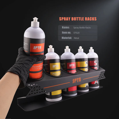 SPTA 1Pc Supporto per flacone spray di composto lucidante per detailing, organizer in metallo da parete, facile da usare, per 5 spruzzatori (16oz)