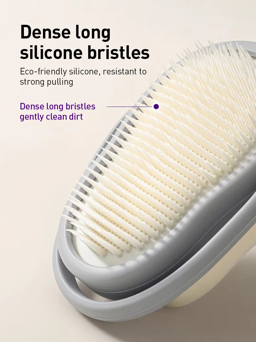 Philips Avent Spazzola per il lavaggio e il massaggio del bambino, doppia funzione, colore grigio nebbia, spazzola da bagno in morbido silicone per bambini da 0 a 12 anni