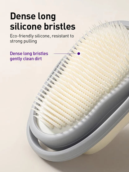 Philips Avent Spazzola per il lavaggio e il massaggio del bambino, doppia funzione, colore grigio nebbia, spazzola da bagno in morbido silicone per bambini da 0 a 12 anni