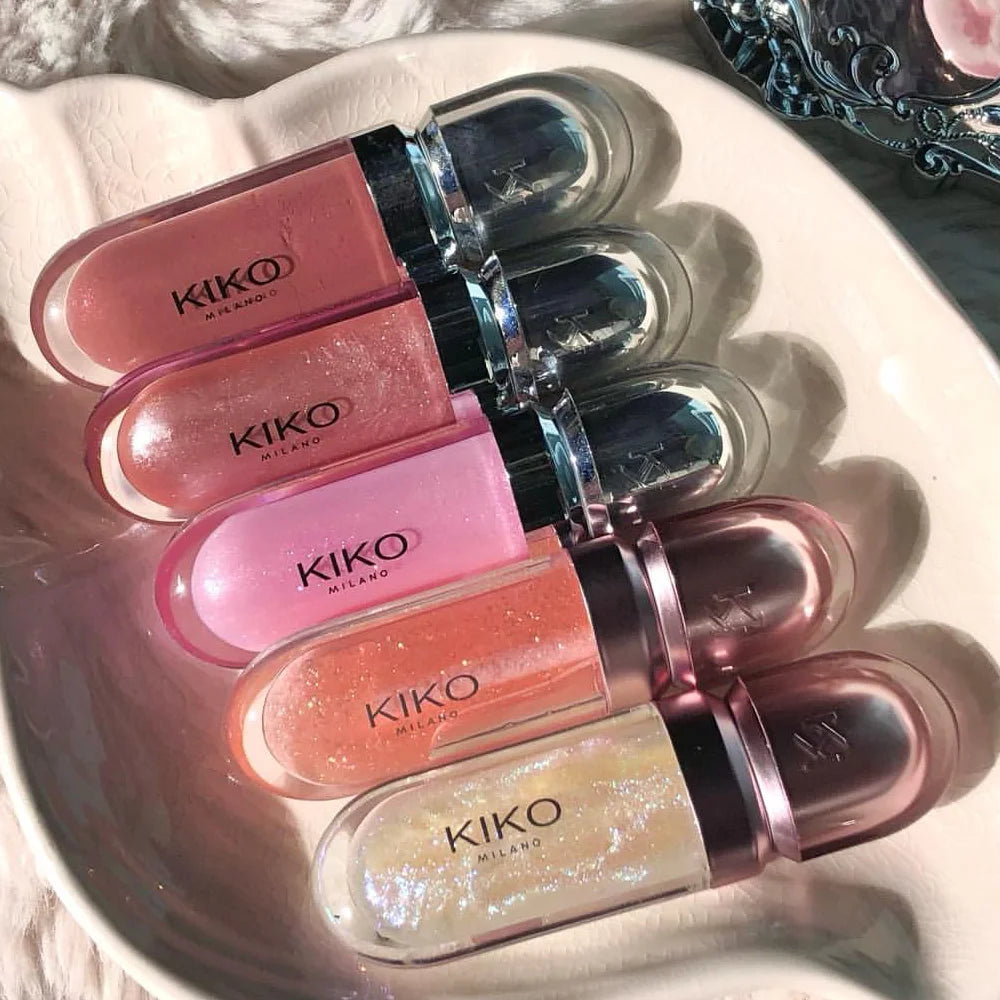 Kiko Milano Lucidalabbra 3D Hydra, smalto labbra idratante, effetto specchio con glitter, volumizzante, non appiccicoso, impermeabile, trucco labbra naturale