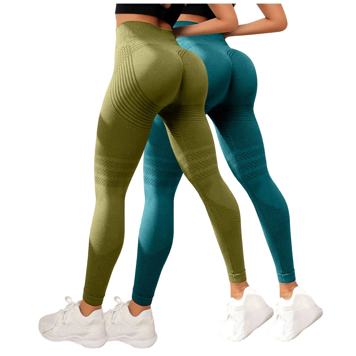Leggings Modellanti Anti-Cellulite 2 Pezzi, Compressione 3D, Vita Alta, Senza Cuciture, Push-Up, Opachi, Pantaloni Sportivi per Yoga e Fitness