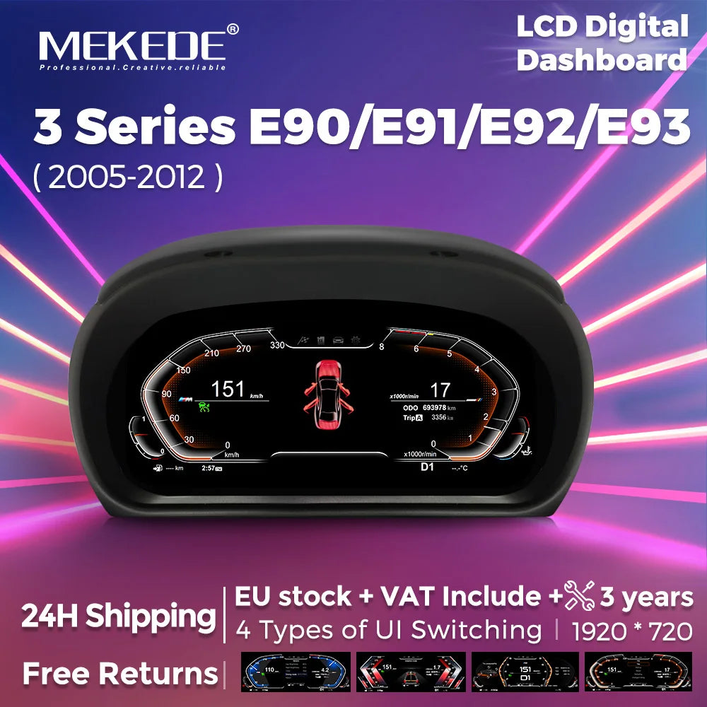 MEKEDE 11 Pollici LCD Digitale Intelligente Cruscotto Luce Blu Schermo Antiriflesso Per BMW Serie 3 E90 E91 E92 2005-2012 Tachimetro