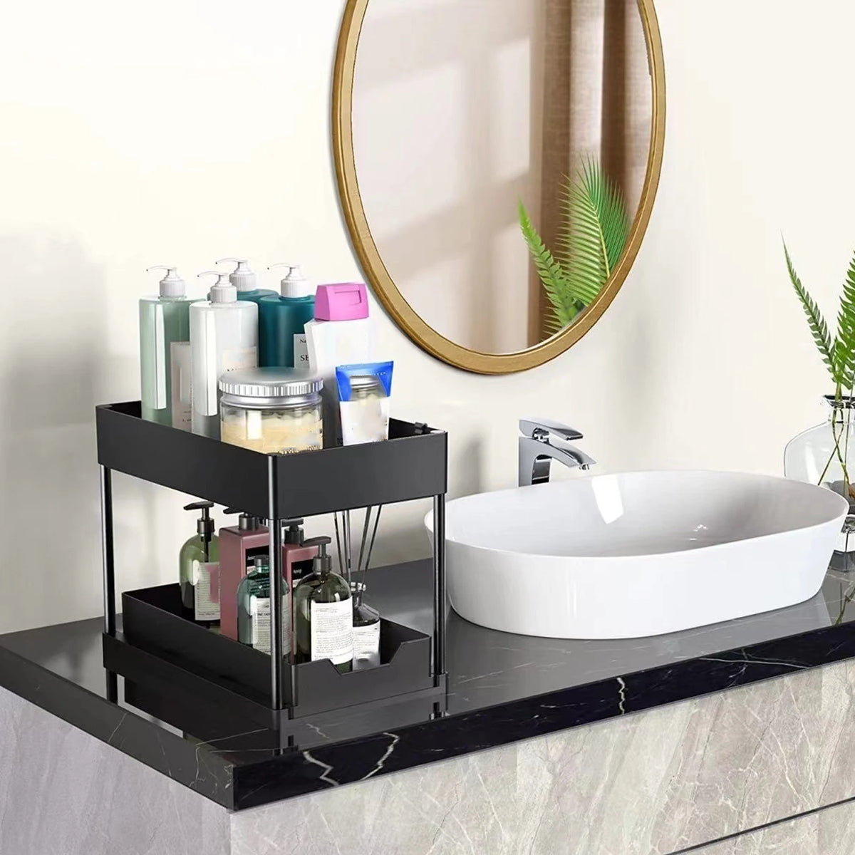 Nuovo Organizzatore Sottolavello a 2 Livelli, Ripiano Scorrevole Estraibile, Scaffale Multifunzione per Cucina e Bagno, Organizzatore Salvaspazio per Armadietti