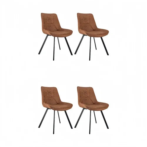Set di 2 sedie da pranzo moderne in ecopelle con gambe in metallo marrone, per ufficio/soggiorno, 75 × 45 × 57 cm